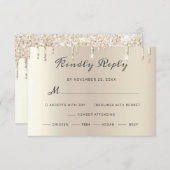 Chic Ivory Dripping Glitzer Elegante Script Weddin RSVP Karte (Vorne/Hinten)