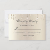Chic Ivory Dripping Glitzer Elegante Script Weddin RSVP Karte (Vorderseite)