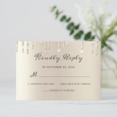 Chic Ivory Dripping Glitzer Elegante Script Weddin RSVP Karte (Stehend Vorderseite)