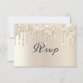 Chic Ivory Dripping Glitzer Elegante Script Weddin RSVP Karte (Rückseite)