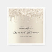 Chic Ivory Dripping Glitzer Script Brautparty Serviette (Vorderseite)