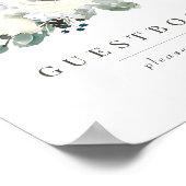 Chic Ivory Floral Greenery Wedding Guestbook Sign Poster (Ecke)