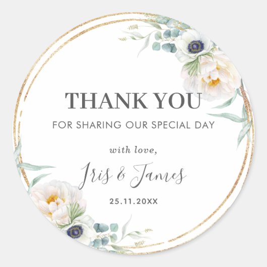 Chic Ivory Floral Peony Greenerity Gastgeschenk Ho Runder Aufkleber (Vorderseite)