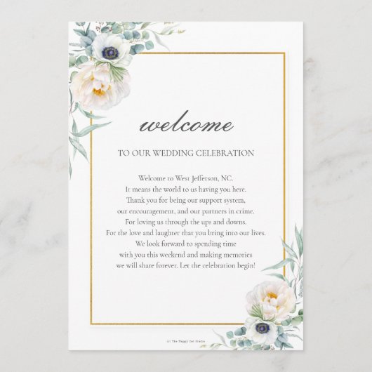 Chic Ivory Floral Wedding Order of Event Timeline Programm (Rückseite)