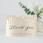 Chic Ivory Glitzer Tropfen Brautparty Vielen Dank Dankeskarte (Stehend Vorderseite)