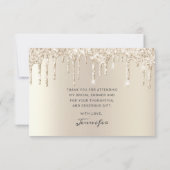 Chic Ivory Glitzer Tropfen Brautparty Vielen Dank Dankeskarte (Rückseite)