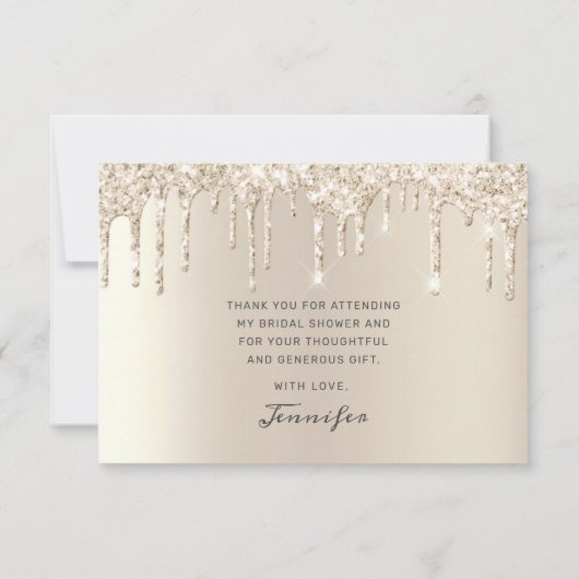 Chic Ivory Glitzer Tropfen Brautparty Vielen Dank Dankeskarte (Rückseite)