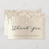 Chic Ivory Glitzer Tropfen Brautparty Vielen Dank Dankeskarte (Vorne/Hinten)