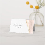 Chic Ivory Gold Agate Wedding Table Platzkarte (Rückseite)