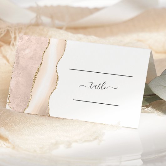 Chic Ivory Gold Agate Wedding Table Platzkarte