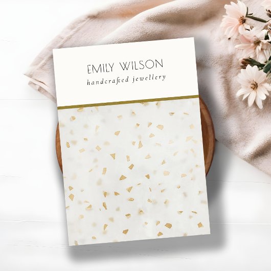 Chic Ivory Gold Terrazzo Blank Juwelier Display Visitenkarte