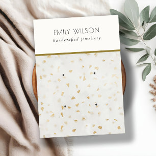 Chic Ivory Gold Terrazzo Marble Texture 2 Earring Visitenkarte