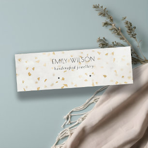 Chic Ivory Gold Terrazzo Marble Texture Earring Mini Visitenkarte