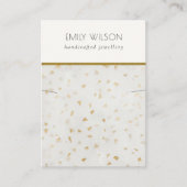 Chic Ivory Gold Terrazzo Marble Texture Necklace Visitenkarte (Vorderseite)