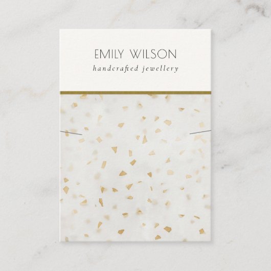 Chic Ivory Gold Terrazzo Marble Texture Necklace Visitenkarte (Vorderseite)