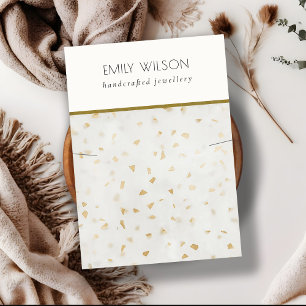 Chic Ivory Gold Terrazzo Marble Texture Necklace Visitenkarte