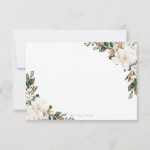 Chic Ivory Magnolia Blumengrün Hochzeitsessen RSVP Karte (Rückseite)