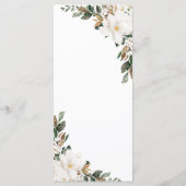 Chic Ivory Magnolia Blumengrün Hochzeitsmenü Programm (Rückseite)