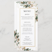 Chic Ivory Magnolia Blumengrün Hochzeitsmenü Programm (Vorne/Hinten)