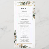 Chic Ivory Magnolia Blumengrün Hochzeitsmenü Programm (Vorderseite)