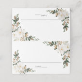 Chic Ivory Magnolia Greenerity Wedding Guest Name Platzkarte (Außenseite Aufgefaltet)
