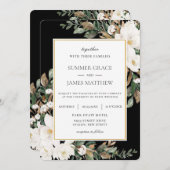 Chic Ivory Magnolias Cotton Floral Wedding Einladung (Vorne/Hinten)