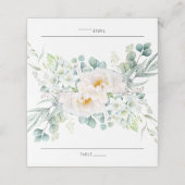 Chic Ivory Peony White Floral Eucalyptus Wedding Platzkarte (Außenseite Aufgefaltet)