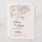 Chic Ivory pink blauen Sommerblumen Save the Date Einladung (Vorderseite)