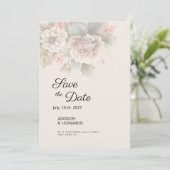 Chic Ivory pink blauen Sommerblumen Save the Date Einladung (Stehend Vorderseite)