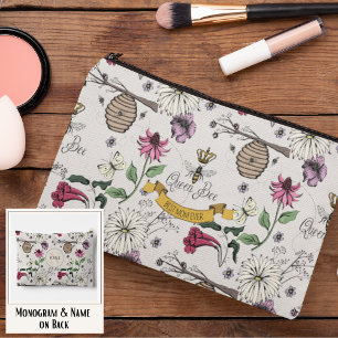 Chic Ivory Queen Bee & Gold Crown Beste Mama je Zubehörtasche