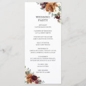 Chic Ivory Rust Burgundy Floral Wedding Program Programm (Rückseite)