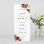 Chic Ivory Rust Burgundy Floral Wedding Program Programm (Stehend Vorderseite)