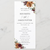 Chic Ivory Rust Burgundy Floral Wedding Program Programm (Vorderseite)