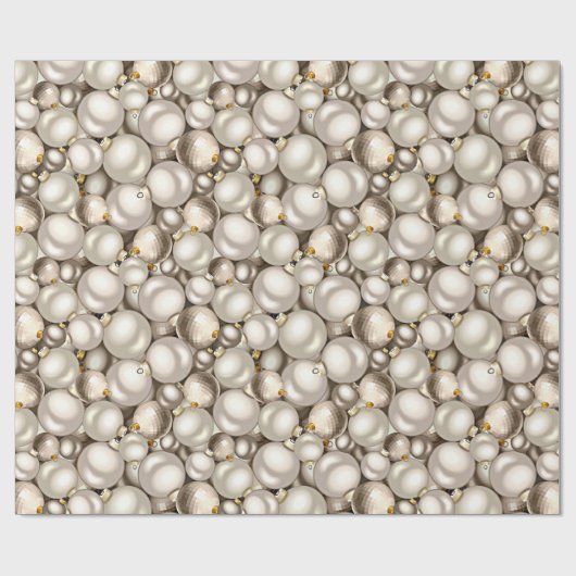Chic Ivory Silver Gold Baubles Ziermuster Geschenkpapier (Flach)