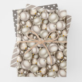 Chic Ivory Silver Gold Baubles Ziermuster Geschenkpapier Set (Beispiel)