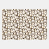 Chic Ivory Silver Gold Baubles Ziermuster Geschenkpapier Set (Vorderseite 3)