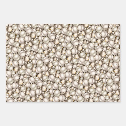 Chic Ivory Silver Gold Baubles Ziermuster Geschenkpapier Set (Vorderseite 3)