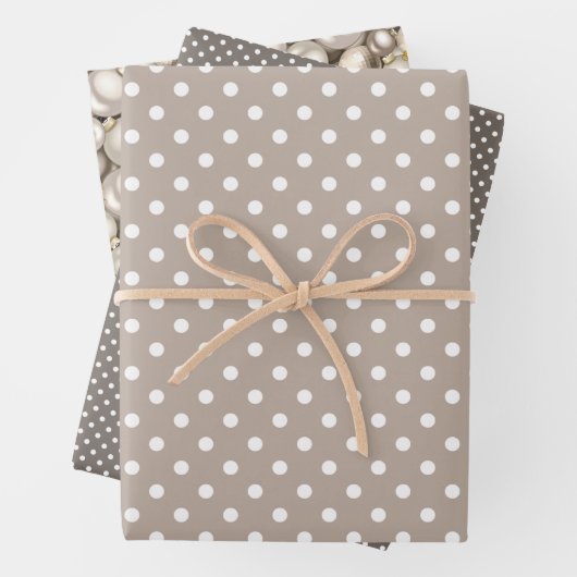 Chic Ivory Silver Gold Baubles Ziermuster Geschenkpapier Set (Beispiel)