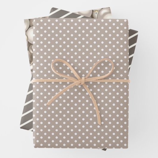 Chic Ivory Silver Gold Baubles Ziermuster Geschenkpapier Set (Beispiel)