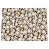 Chic Ivory Silver Gold Baubles Ziermuster Große Geschenktüte (Vorderseite)