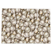 Chic Ivory Silver Gold Baubles Ziermuster Große Geschenktüte (Rückseite)
