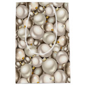 Chic Ivory Silver Gold Baubles Ziermuster Mittlere Geschenktüte (Vorderseite)
