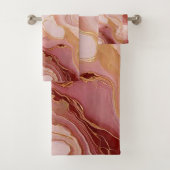 Chic Ivory, Terracotta und Gold marbleized Badhandtuch Set (Insitu)