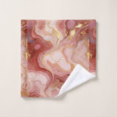 Chic Ivory, Terracotta und Gold marbleized Badhandtuch Set (Waschlappen)