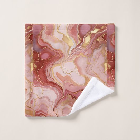 Chic Ivory, Terracotta und Gold marbleized Badhandtuch Set (Waschlappen)