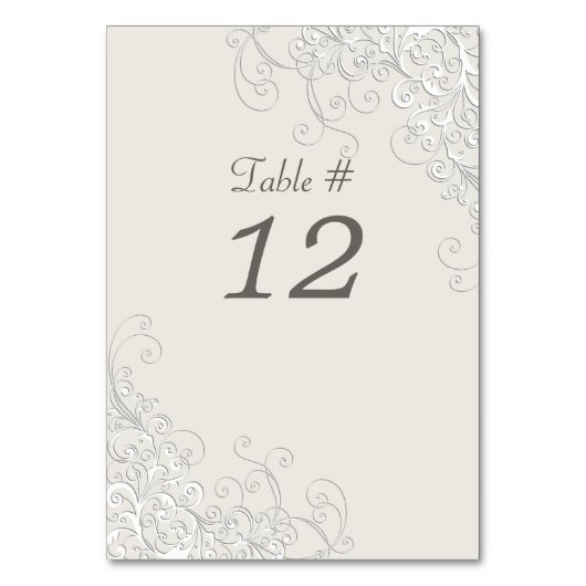 Chic Ivory und White Classic Wedding Tischnummer (Vorderseite)