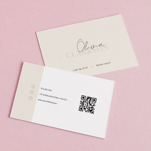 Chic Ivory Warmweiß Minimalistischer QR-Code Visitenkarte