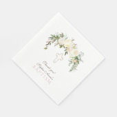 Chic Ivory Watercolor Floral Taufe Serviette (Ecke)