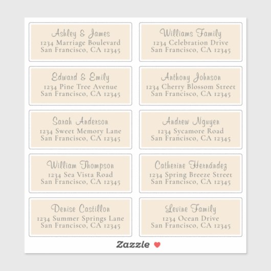 Chic Ivory Wedding Guest Address Labels (Blatt)