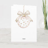 Chic Ivory White Dots Bow Ornament Weihnachten Karte (Rückseite)